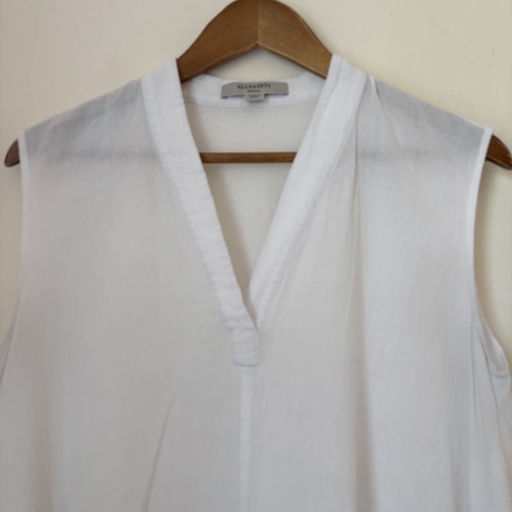AllSaints Avee White Asymmetrical Hem Sleeveless Top Small - Picture 3 of 8